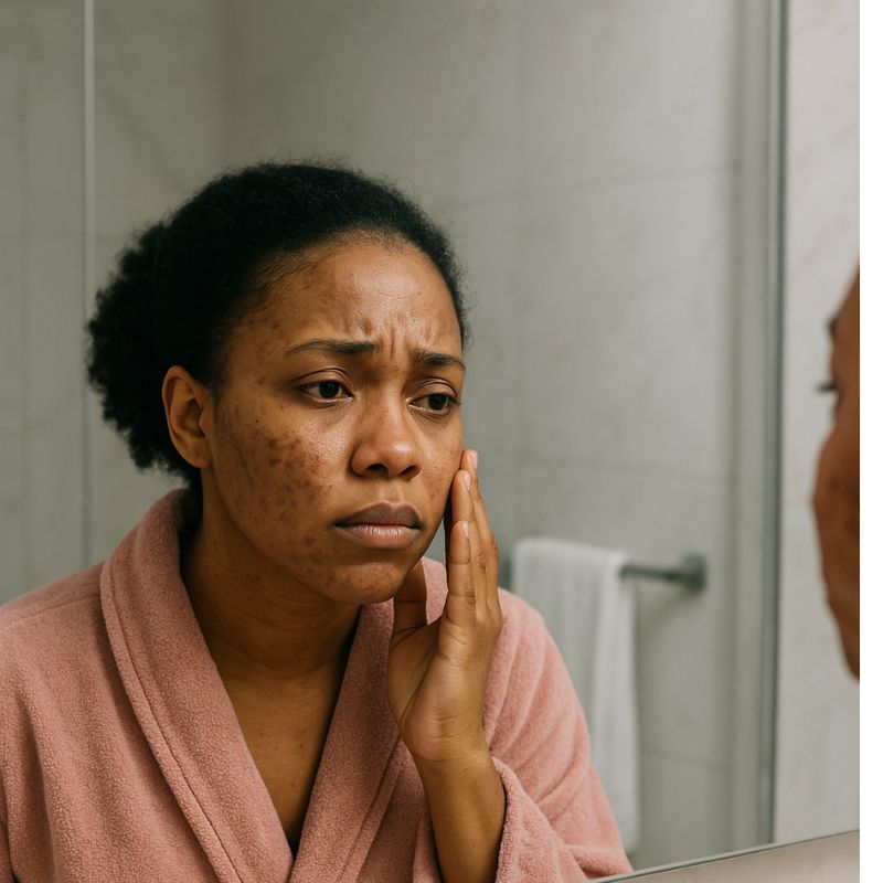 Routine anti taches visage peau noire/métissée avec les produits INOYA.